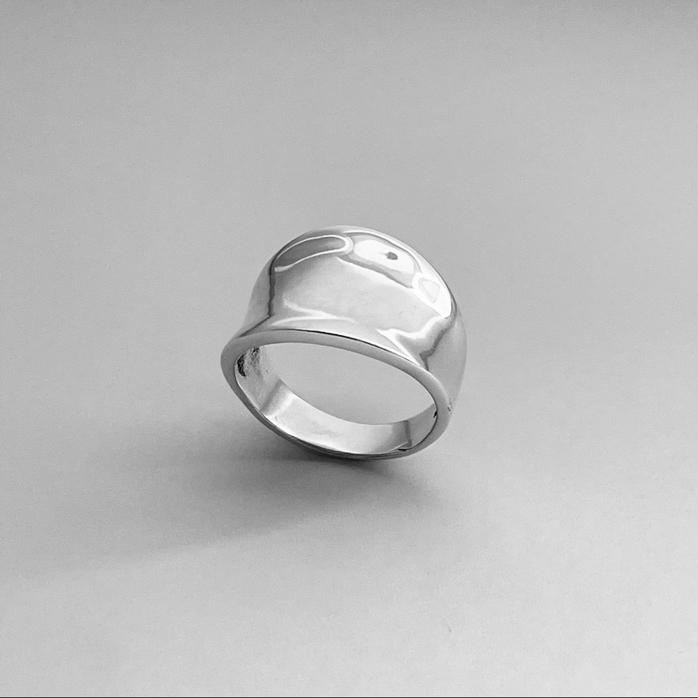 Sterling Silver Concave Ring, Statement Ring, Sil… - image 1